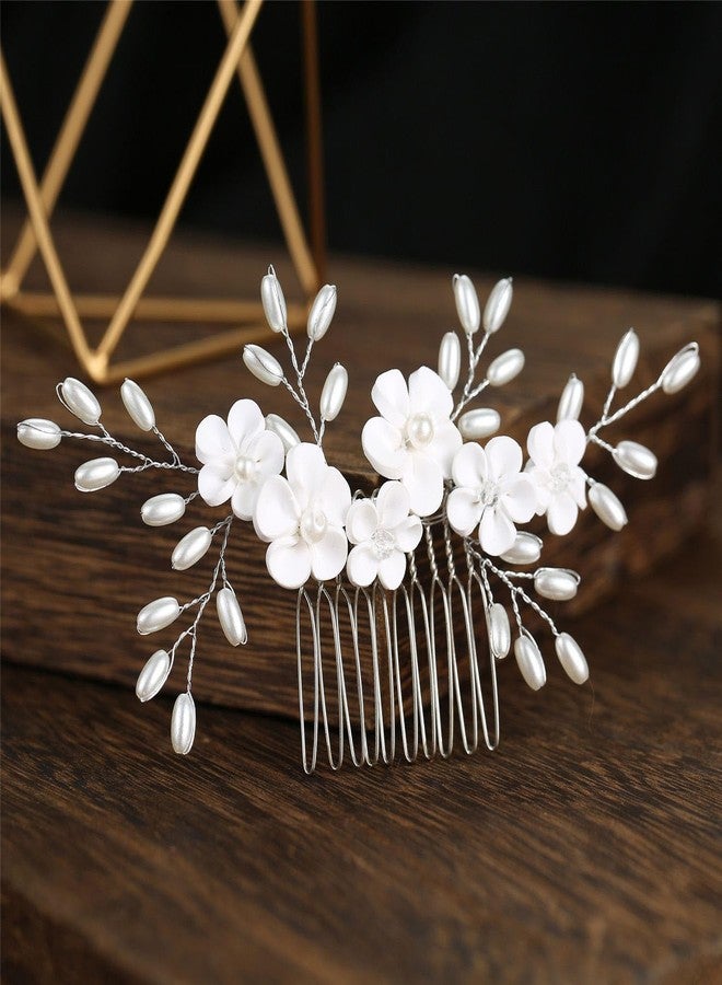 Artmiss Wedding Hair Comb Flower Crystal Hair Pins Silver Hair Accessories for Women Brides - Image 3